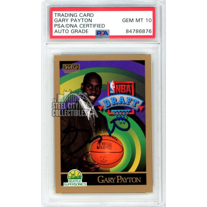 Gary Payton 1990-91 Skybox Autograph Rookie Card #365 PSA/DNA 10