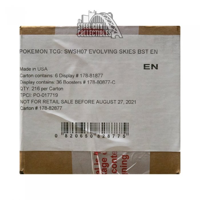 Pokemon Sword & Shield Evolving Skies Booster 6 Box Case | Steel City