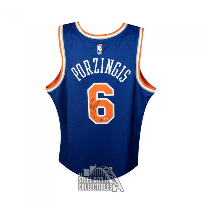 Kristaps Porzingis Autographed New York Knicks Nike Swingman Basketball ...