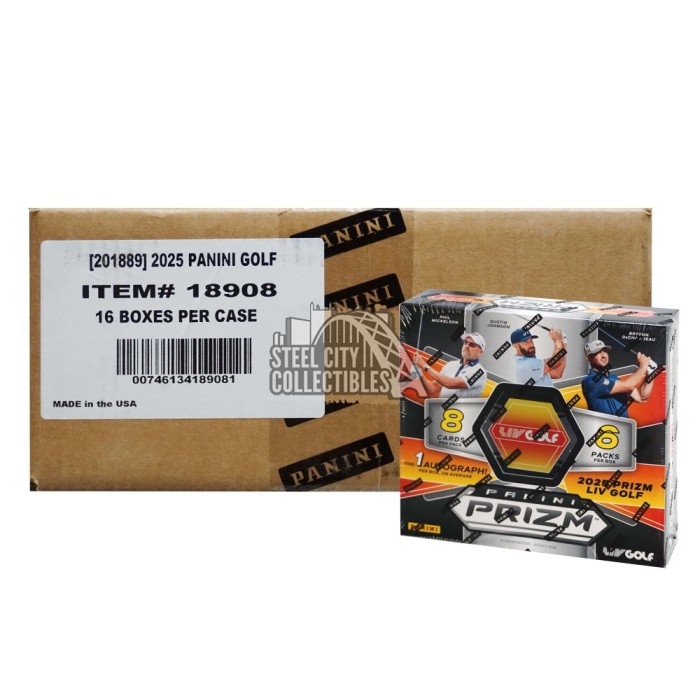 2025 Panini Prizm LIV Golf Hobby 16-Box Case | Steel City