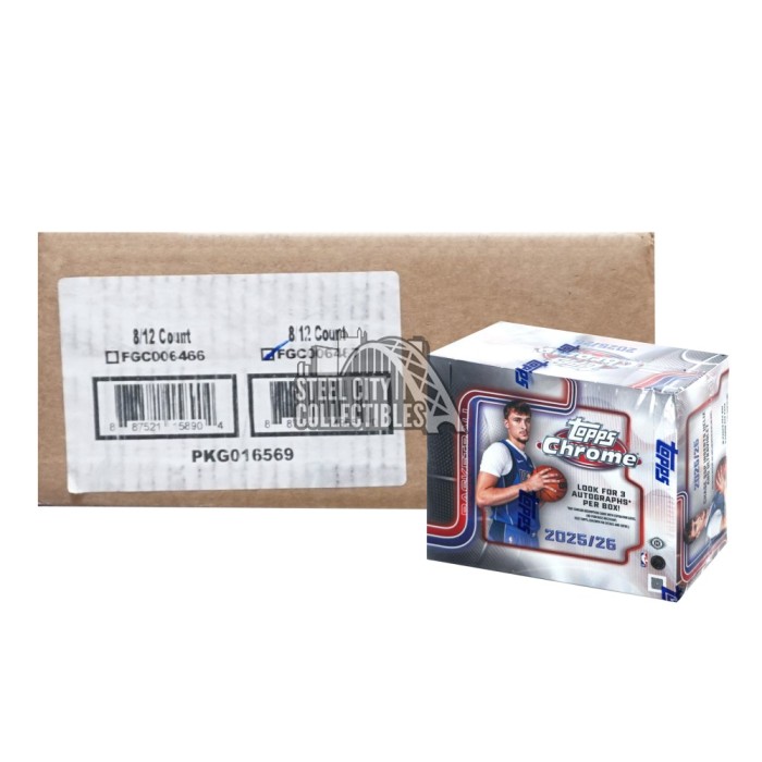 2025-26 Topps Chrome Basketball Hobby Jumbo 8-Box Case | Steel
