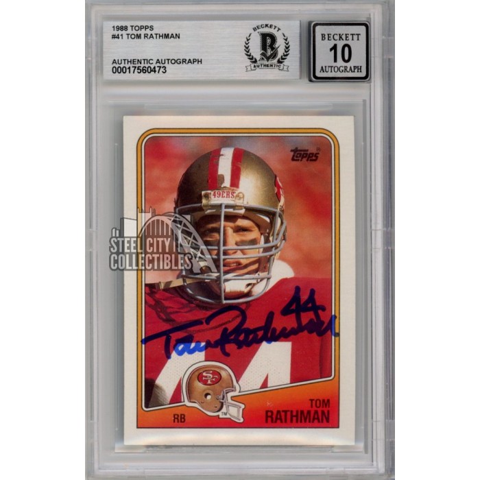 Tom Rathman 1988 Topps Autograph Jersey # Card #41 BAS 10 | Steel City ...