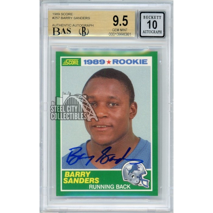 Barry Sanders 1989 Score Autographed Rookie Card 257 BGS 9.5 BAS 10