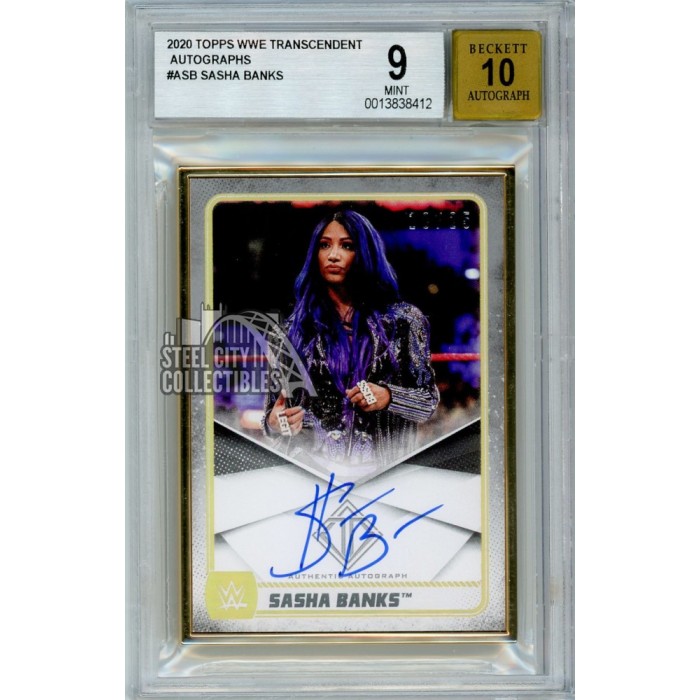 Sasha Banks 2020 Topps Transcendent WWE Autograph Card 18/25 BGS 9