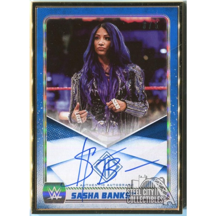Sasha Banks 2020 Topps Transcendent WWE Autograph Card Blue 3/5