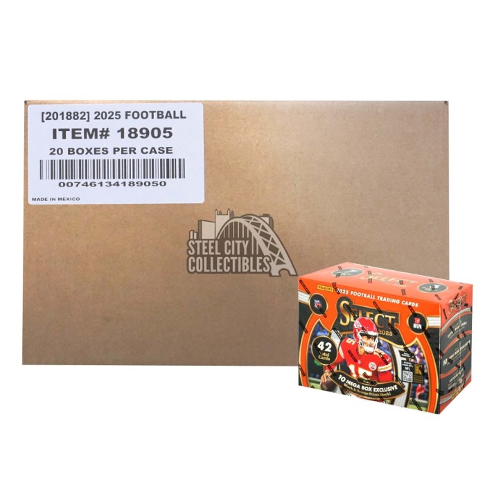 2025 Panini Select Football Hobby Mega 20-Box Case | Steel City