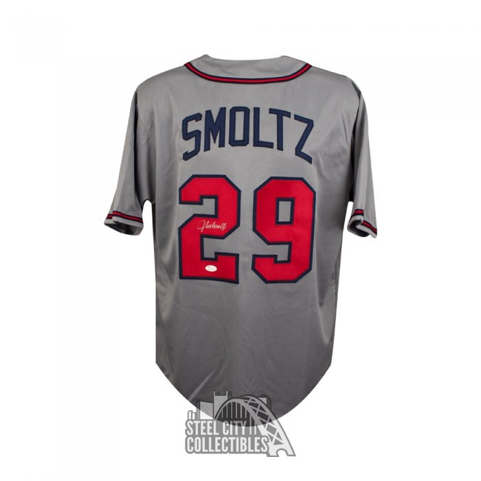 Autographed/Signed John Smoltz Atlanta White Baseball Jersey JSA COA