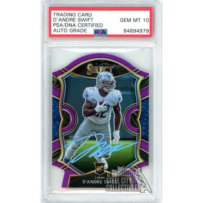 D'Andre Swift 2020 Panini Select Purple Die Cut Autograph Rookie