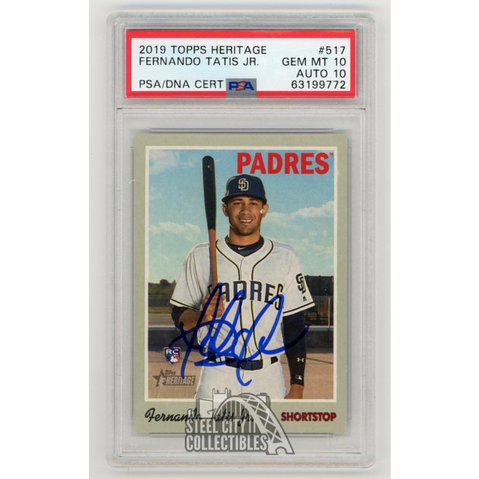 Fernando Tatis Jr 2019 Topps Heritage Auto Rookie Card #517 - PSA/DNA Gem  Mt 10 Auto 10