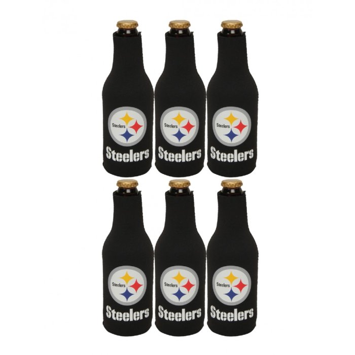 Pittsburgh Steelers NFL Black Zippered 12oz. Bottle Koozie Cooler