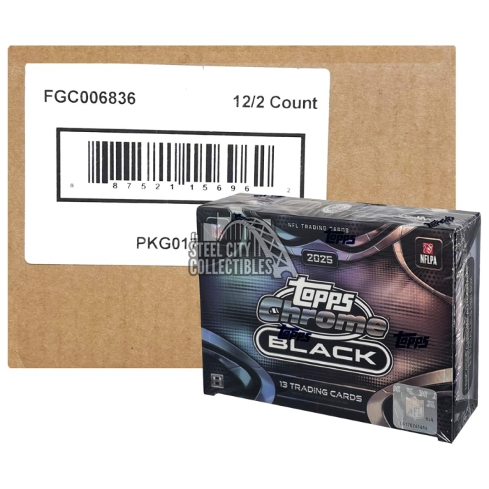 2025 Topps Chrome Black Football Hobby 12-Box Case | Steel City