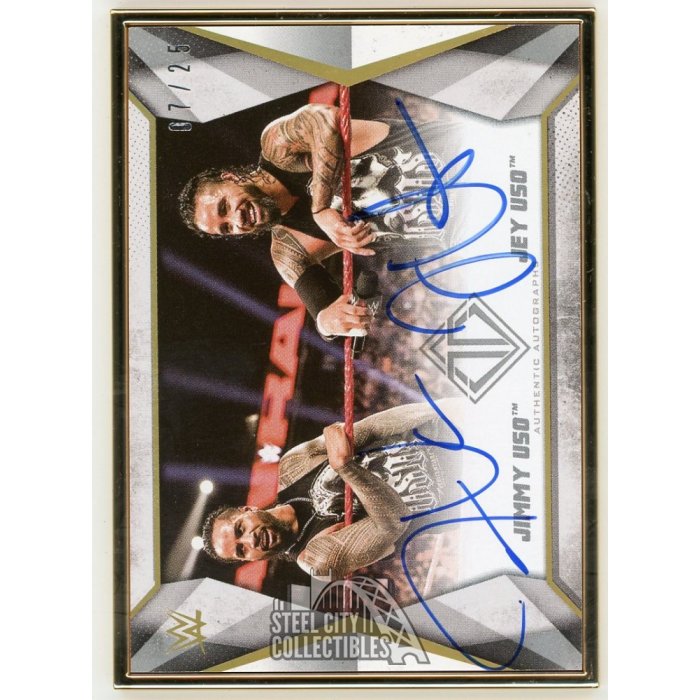 Jimmy Uso Jey Uso 2020 Topps Transcendent WWE Autographed Card /25