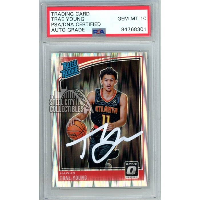 2019 NBAカード Trae Young サイン 10シリ PSA 10 TRAE YOUNG 2018-19 DONRUSS #198 RATED ROOKIE RC