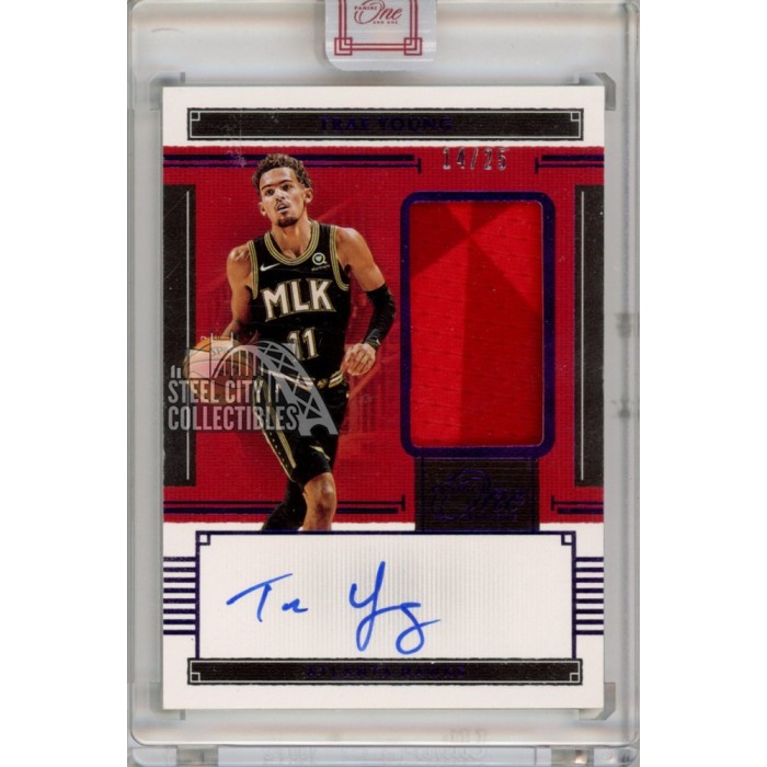 Trae Young 2020-21 Panini One and One Autograph Patch Card