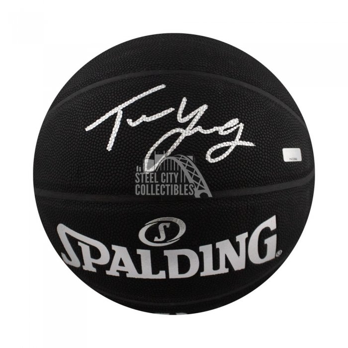 Trae Young Autographed Atlanta Hawks Throwback Spalding Basketball - Panini  COA