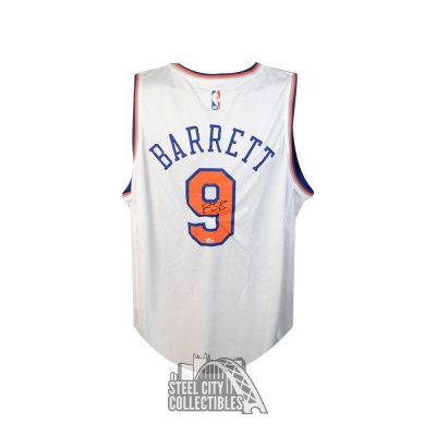 RJ Barrett Autographed New York Knicks Blue Fast Break Replica