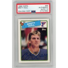 Brett Hull 1988 Topps Autograph Auto Hockey Card #66 - PSA/DNA 10