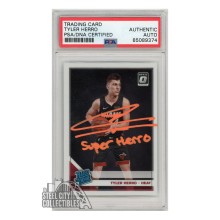 Tyler Herro 2019-20 Panini Donruss Optic Autograph Rookie Card "Super Herro" #172 PSA/DNA (Orange)