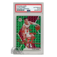 Tyler Herro 2019-20 Panini Mosaic Green Autograph Rookie Card "22 6th MOY" #223 PSA/DNA (Red)