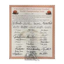 1964 World Champions Cleveland Browns Autographed Stock Certificate - PSA/DNA (42 Sigs)