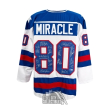 1980 Miracle on Ice Autographed Team USA Olympic Custom White Hockey Jersey - BAS (18 Signatures)