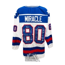 1980 Miracle on Ice Autographed Team USA Olympic Custom White Hockey Jersey - JSA (17 Signatures)