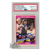 Pat LaFontaine 1984-85 O-Pee-Chee Record Breaker Autograph Rookie Card "HOF 03" #392 PSA/DNA 10