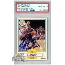 Tim Hardaway HOF 2022 1990 Fleer Autograph Rookie Card #63 PSA/DNA 10
