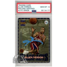 Allen Iverson 1996-97 Topps Stadium Club Class Acts Autograph Rookie Card #CA10 PSA/DNA 10 (Light Blue)