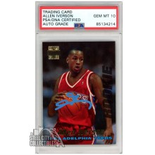 Allen Iverson 1996-97 Topps Stadium Club Autograph Rookie Card #R1 PSA/DNA 10 (Light Blue)