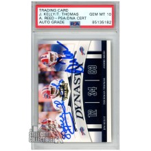 Jim Kelly, Andre Reed, Thurman Thomas 2008 Donruss Threads Dynasty Autograph Football Card #D8 PSA/DNA 10