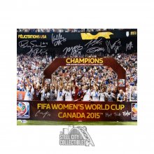2015 USA Women's World Cup Soccer Team Hat Trick Autographed 16x20 Photo - BAS LOA (9 Signatures)