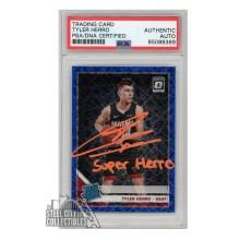 Tyler Herro 2019-20 Panini Donruss Optic Blue Velocity Autograph Rookie Card "Super Herro" #172 PSA/DNA (Orange)