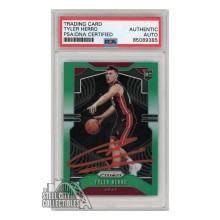 Tyler Herro 2019-20 Panini Prizm Green Autograph Rookie Card #259 PSA/DNA (Red)