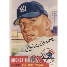Mickey Mantle Autographed 8x11 3/4 1953 Topps Card Photo- JSA B77413
