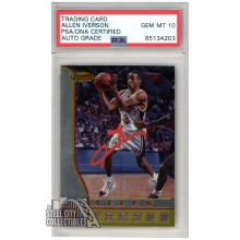 Allen Iverson 1996-97 Bowman's Best Autograph Rookie Card #R1 PSA/DNA 10 (Red)