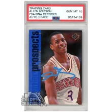 Allen Iverson 1996-97 Upper Deck SP Autograph Rookie Card #141 PSA/DNA 10 (Light Blue)
