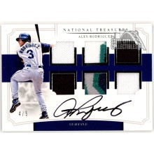Alex Rodriguez 2017 Panini National Treasures 6 Patch Autograph Card #SSS-AX 4/5