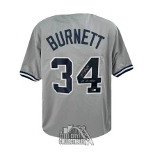 AJ Burnett 09 WS Champs Autographed New York Custom Gray Baseball Jersey - BAS