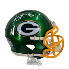 AJ Hawk Autographed Green Bay Packers Flash Mini Football Helmet - BAS