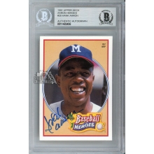 Hank Aaron 1991 Upper Deck Heroes 1957 MVP Autograph Card #20 BAS