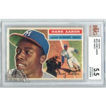 Hank Aaron 1956 Topps Card #31 Gray Back BVG 5.5 Excellent+