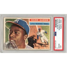 Hank Aaron 1956 Topps Card #31 White Back PSA 2 Good (Corner Chip)