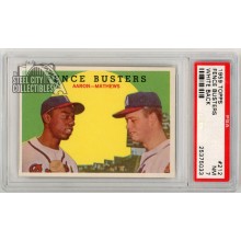 Hank Aaron & Eddie Mathews 1959 Topps Fence Busters Card #212 PSA 7 NM