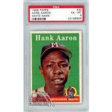 Hank Aaron 1958 Topps Card #30 White Name PSA 6 EX-MT (849)