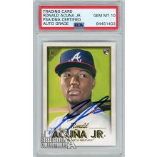 Ronald Acuna Jr 2018 Topps Gallery Baseball RC Rookie Autograph PSA/DNA - 10