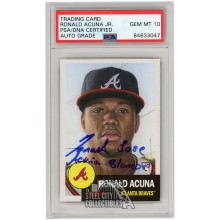Ronald Acuna Jr 2018 Topps Living Autograph RC Card Full Name #19 PSA/DNA 10