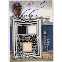 Ronald Acuna Jr 2020 Topps Sterling Triple Relic Autograph Card #SWAR-RAJ 9/10