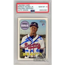Ronald Acuna Jr 2018 Topps Heritage Autograph RC Card "2018 NL ROY" #580 PSA/DNA 10