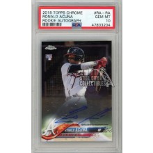 Ronald Acuna Jr 2018 Topps Chrome Rookie Autograph Card #RA-RA PSA 10 (204)